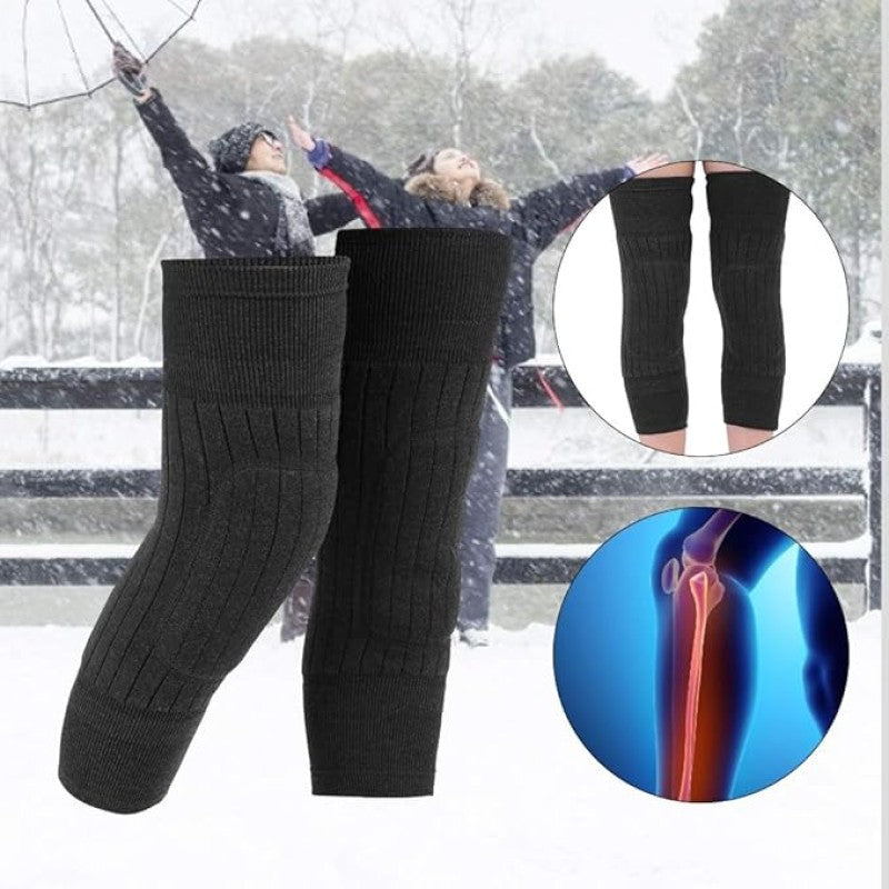 Knee Warmer - Woolen Blend Thermal Leg Warmers - 1 Pair Knee Pad - Unisex Elastic Knee Pads For Men & Women
