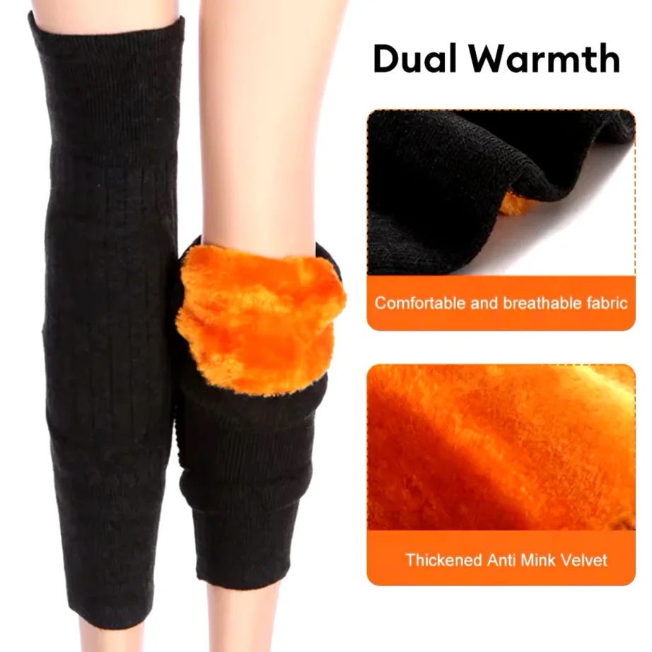 Knee Warmer - Woolen Blend Thermal Leg Warmers - 1 Pair Knee Pad - Unisex Elastic Knee Pads For Men & Women