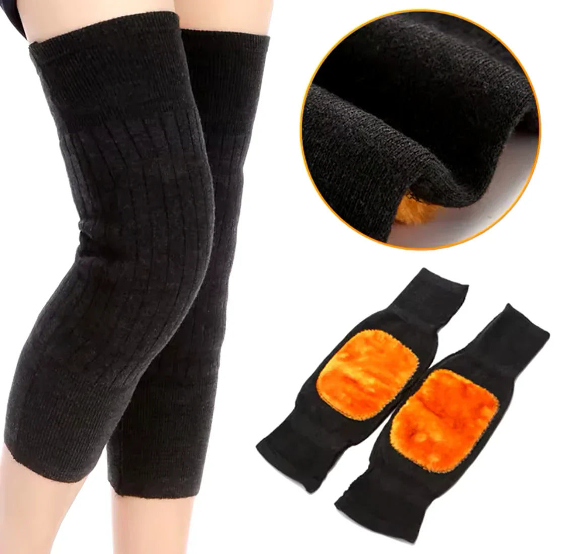 Knee Warmer - Woolen Blend Thermal Leg Warmers - 1 Pair Knee Pad - Unisex Elastic Knee Pads For Men & Women