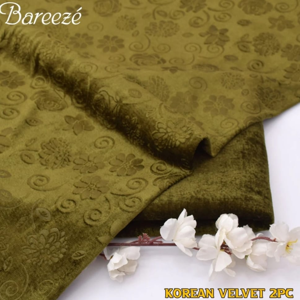 Korean Velvet 2PC-Light Green